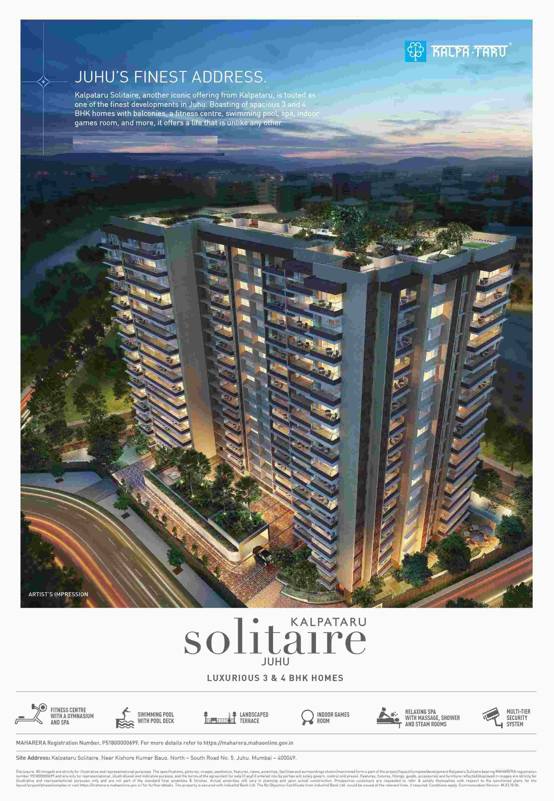 Book luxurious 3 & 4 BHK homes with world class amenities at Kalpataru Solitaire in Mumbai